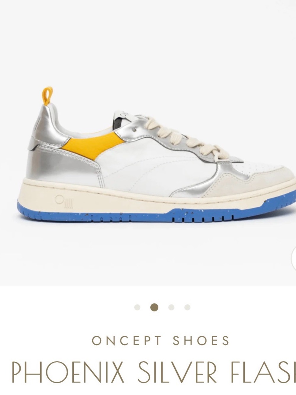 ONCEPT Phoenix Silver Flash Leather Sneakers - White/Silver/Blue - Picture 2 of 13